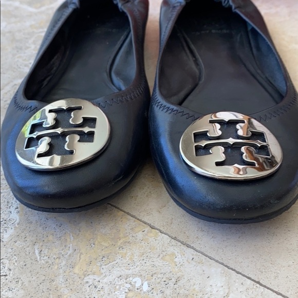 Tory Burch Black Reva Ballet Flats Silver HW - 8 - Picture 3 of 8